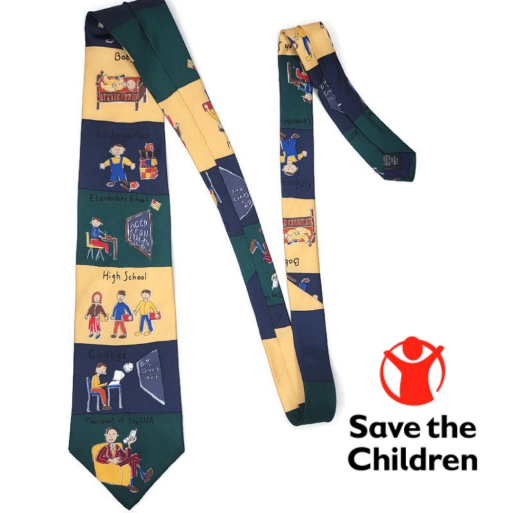 Save the children "work hard" silk tie Marvin 13